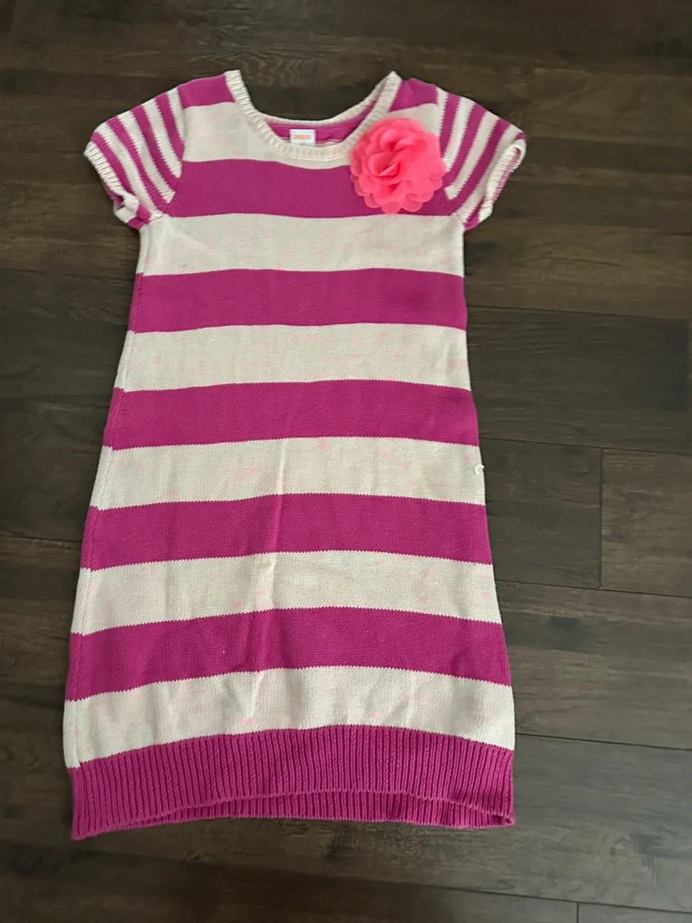 Gymboree Pink and Cream Striped Knit Dress with Flower